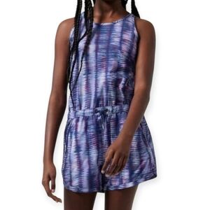 Athleta Girl "On the Go" Romper Sz 12/L Shoreline Enchanted Blue Purple